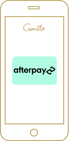 CAMILLA mobile with afterpay logo