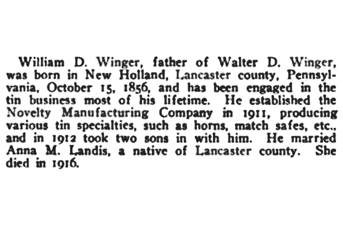 Newspaper article about William D. Winger