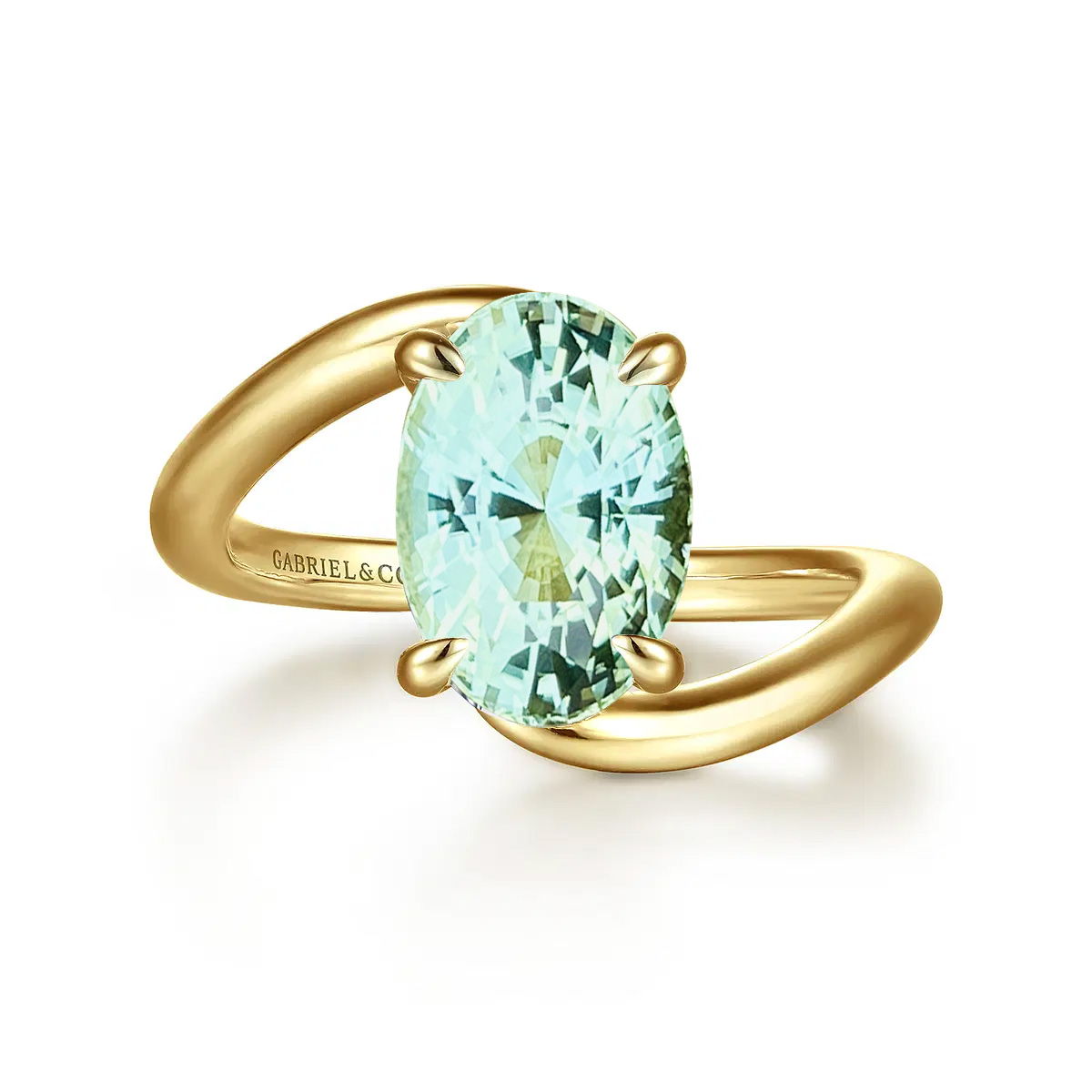 Green tourmaline bypass ring setting