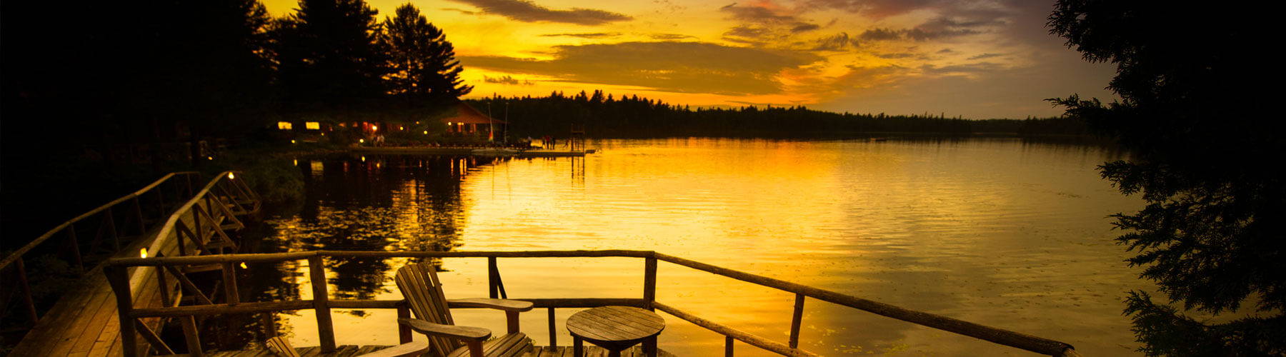 cottage lake at sunset