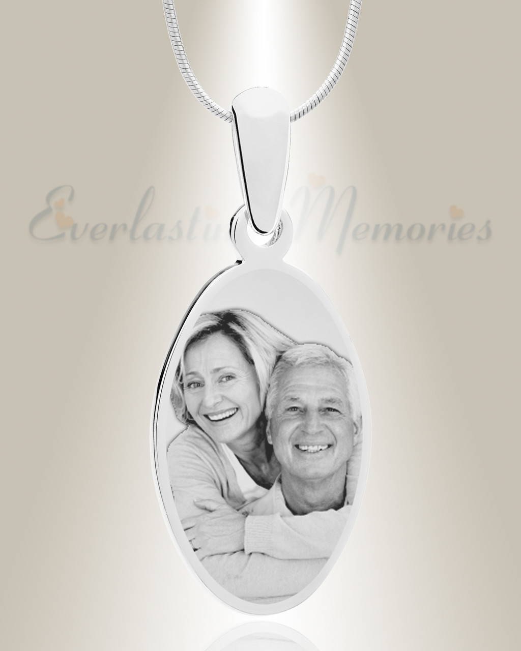 Silver Oval Photo Engraved Pendant