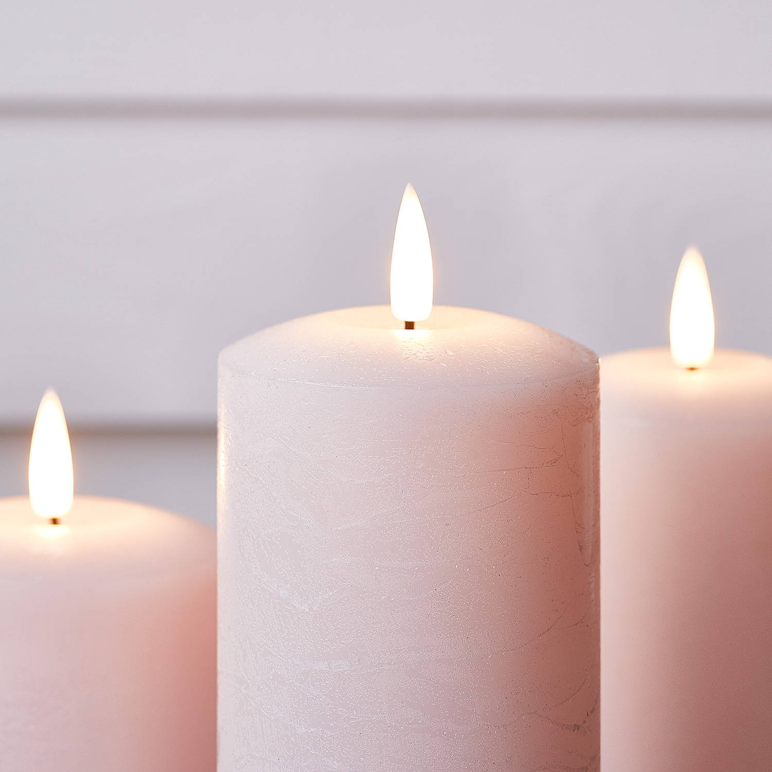 Close up of pink LED candles 