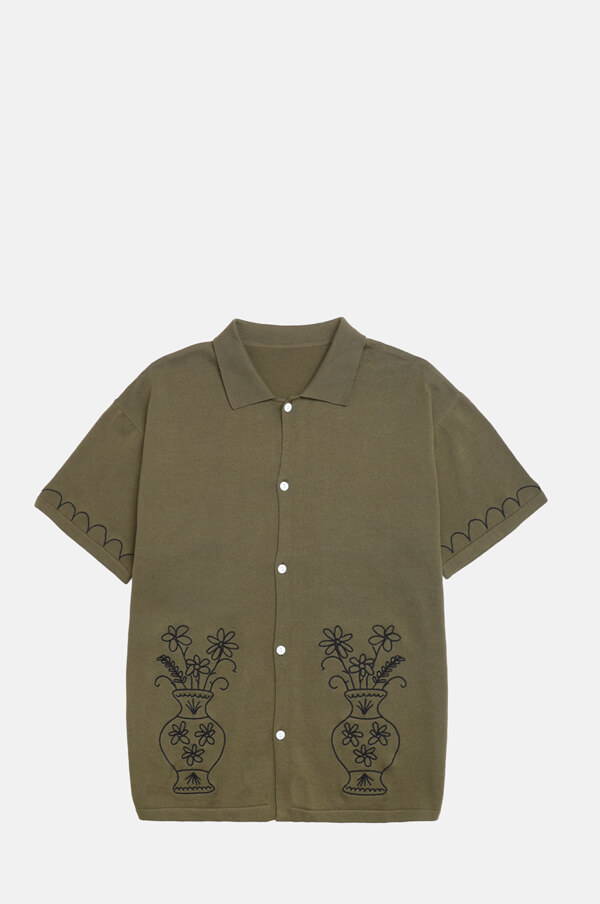 Service Works S/S Knitted Vase Shirt Olive.