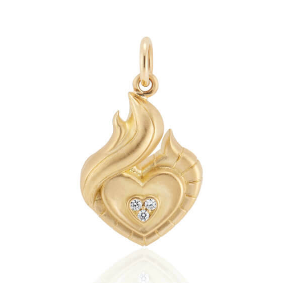 flame diamond and gold pendant 