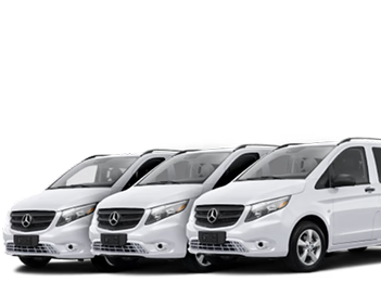 A promotional banner for vehicle fleet services against a blue gradient sky background