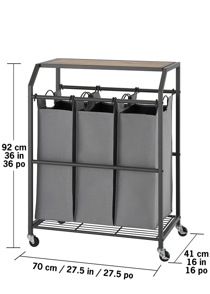Dimensions of laundry cart on wheels