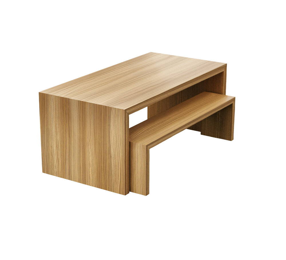 cascade wood dining table with bench