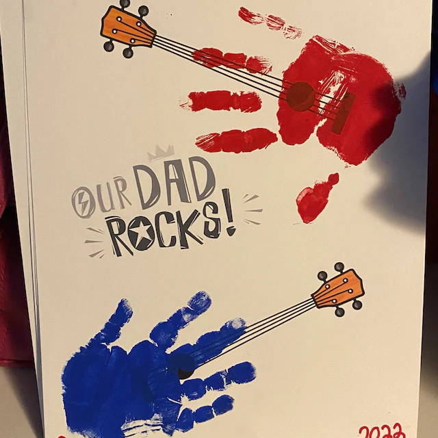 our dad rocks guitar handprint art craft