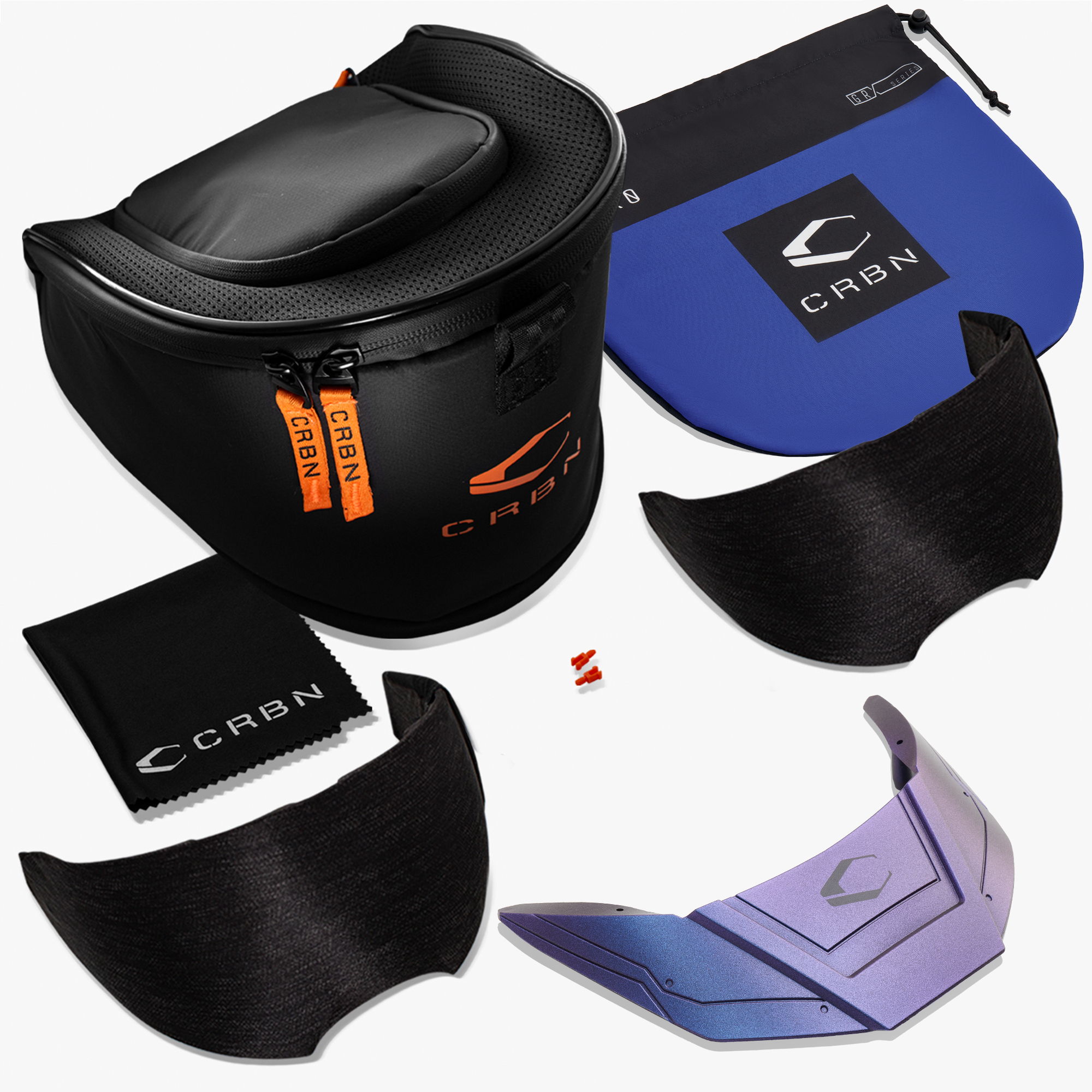 Various paintball mask accessories including case.