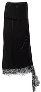 Illustration of the Tibi Lace Slip Skirt in Black