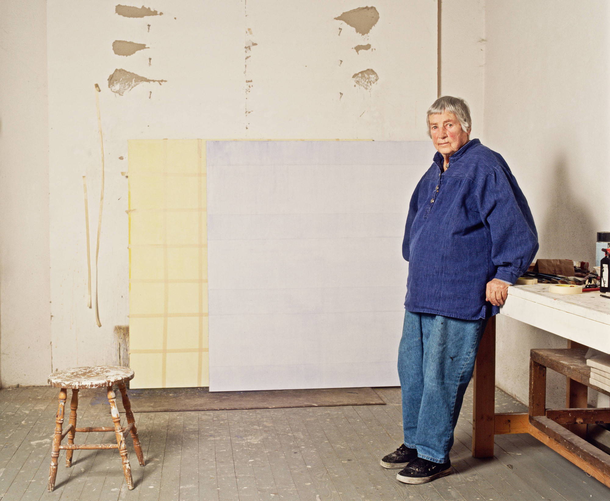 Agnes Martin in her studio in 2004. Photograph by Michele Mattei