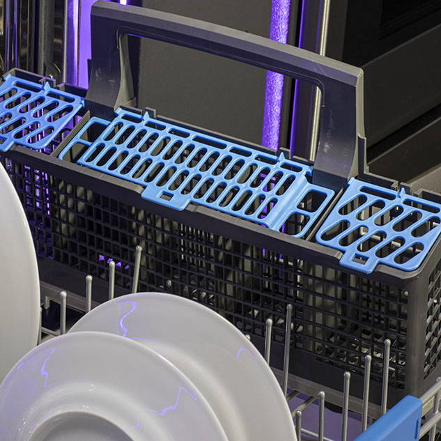 The touchpoints of the silverware tray have microban technology built in.