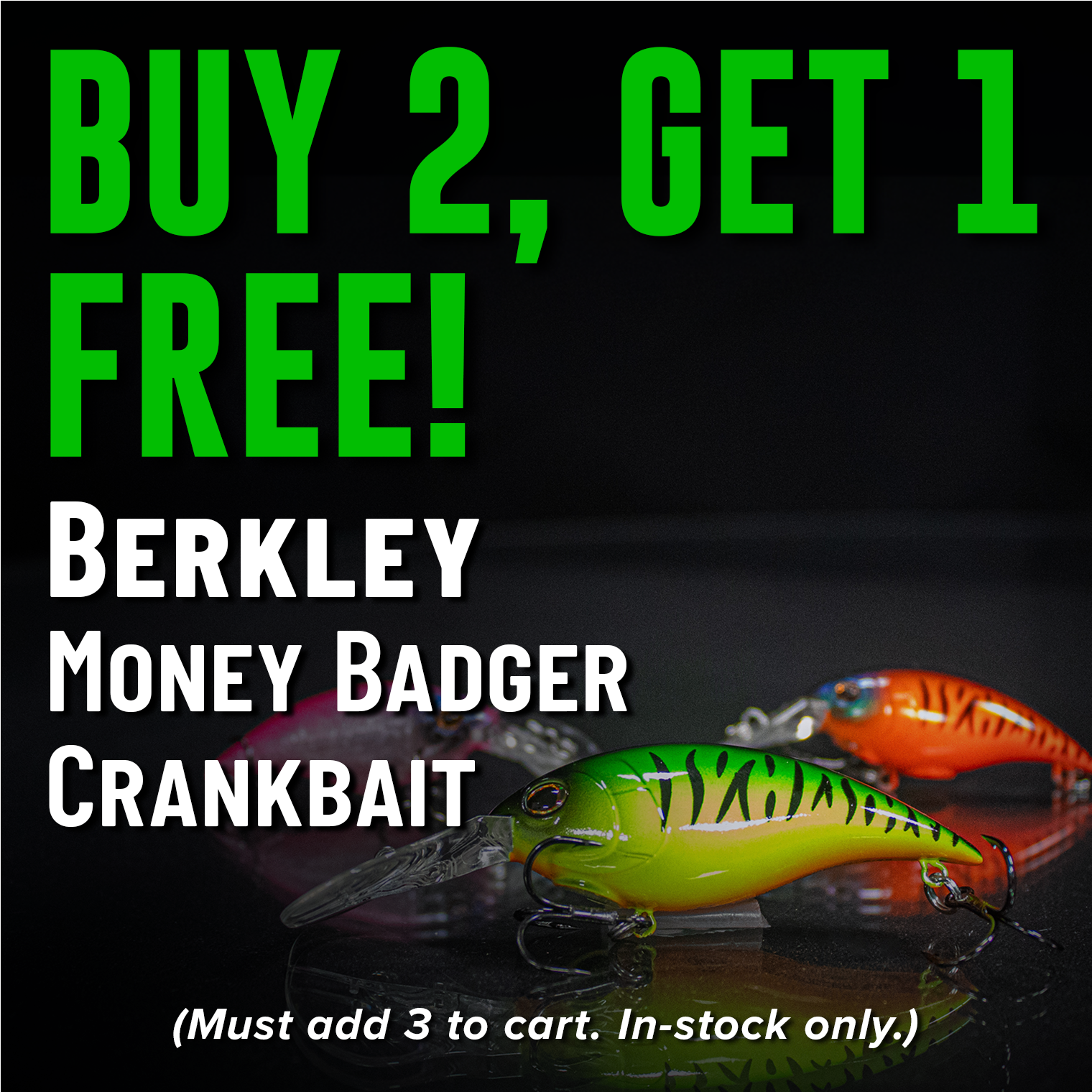 Buy 2, Get 1 Free! Berkley Money Badger Crankbait (Must add 3 to cart. in-stock only.)