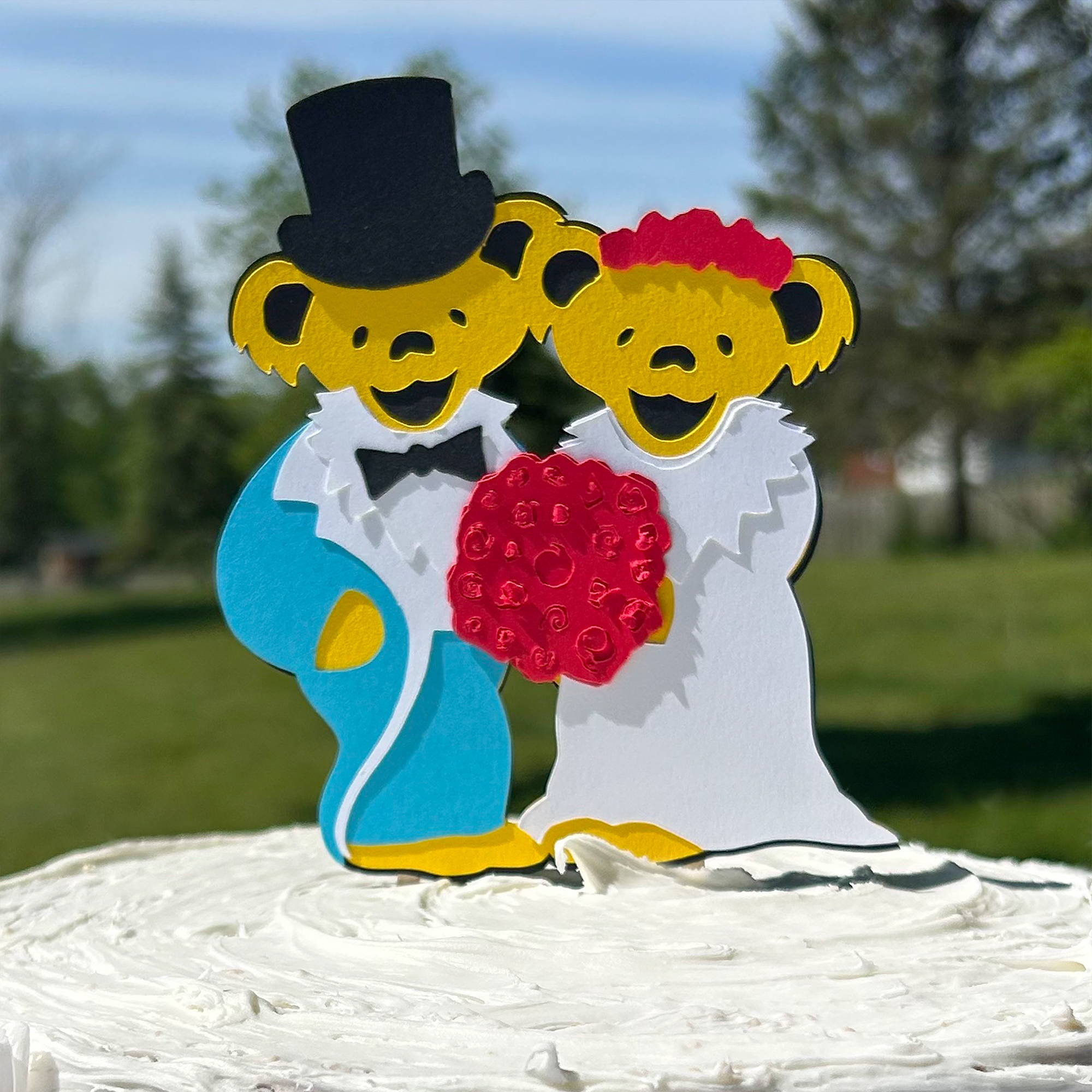 Grateful Dead Wedding Bears Cake Toppers