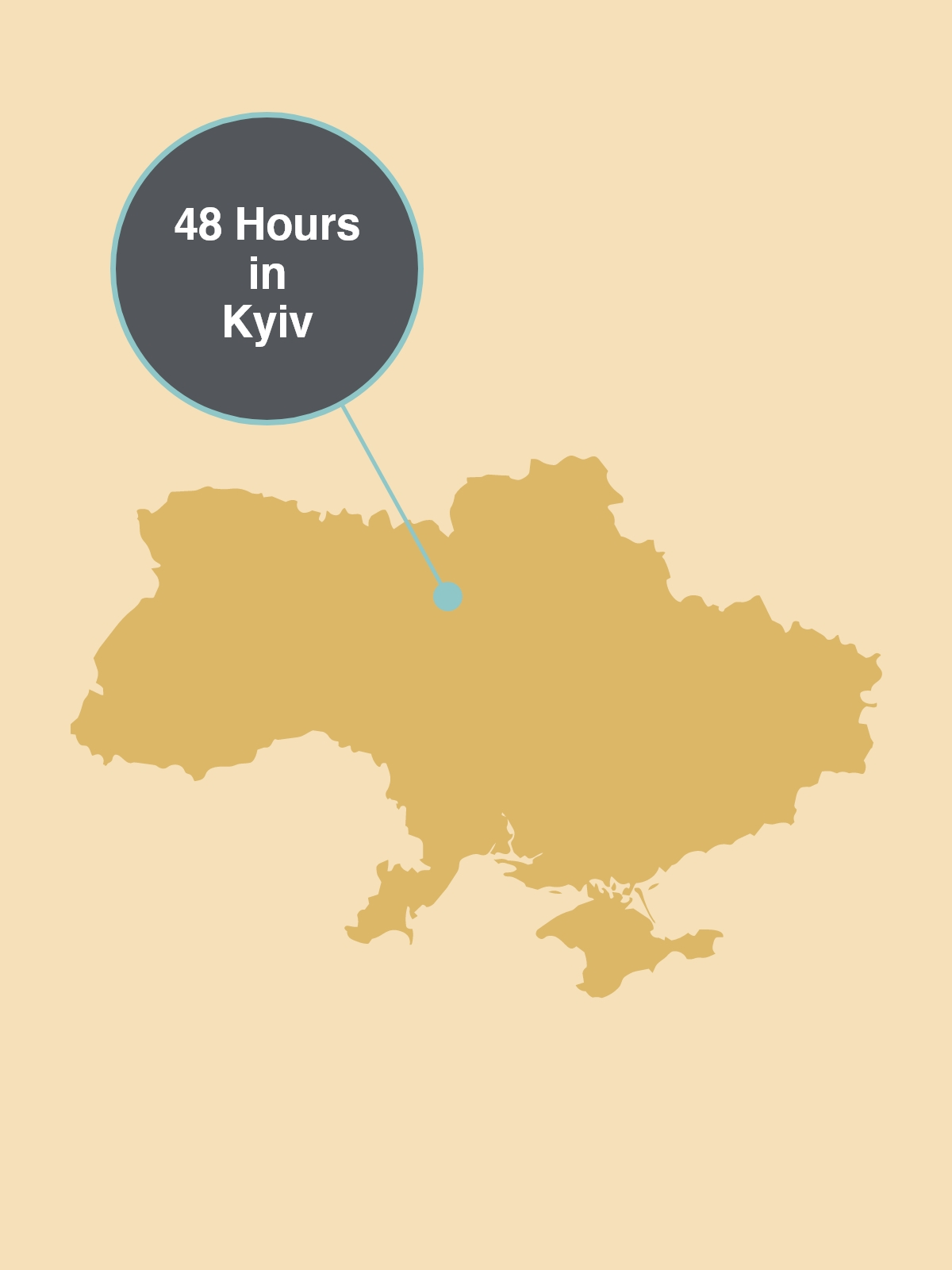 Map of Ukraine highlighting Kyiv with text 