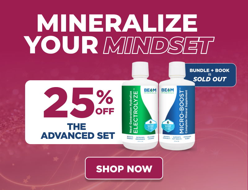 Promotional image for a mineral supplement set with a discount offer.