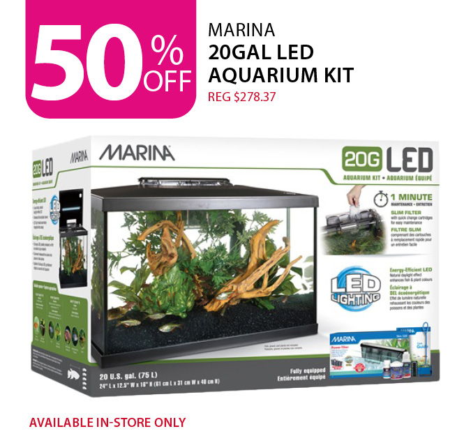 50% off Marina 20 Gal LED Aquarium Kit (reg $278.37