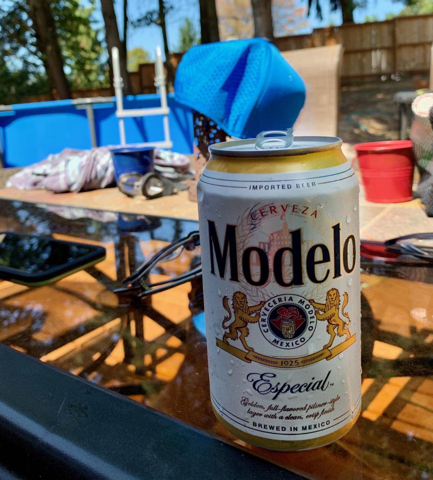 Modelo beer on the back porch