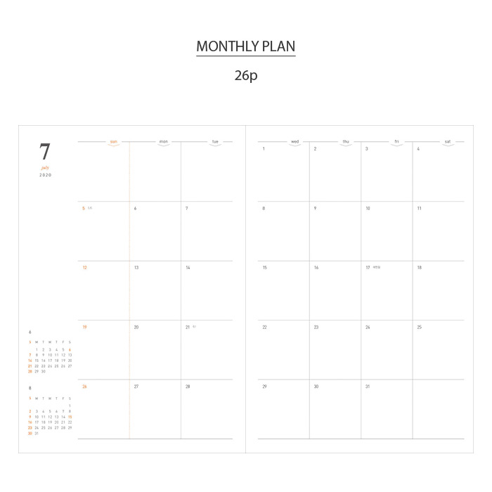 Monthly plan - Gyou 2020 a tous moments dated weekly diary planner