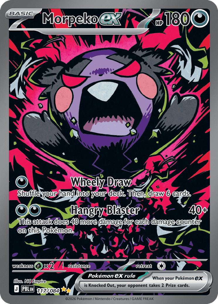 Morpeko EX from the Pokémon TCG's Pitch Black Expansion.