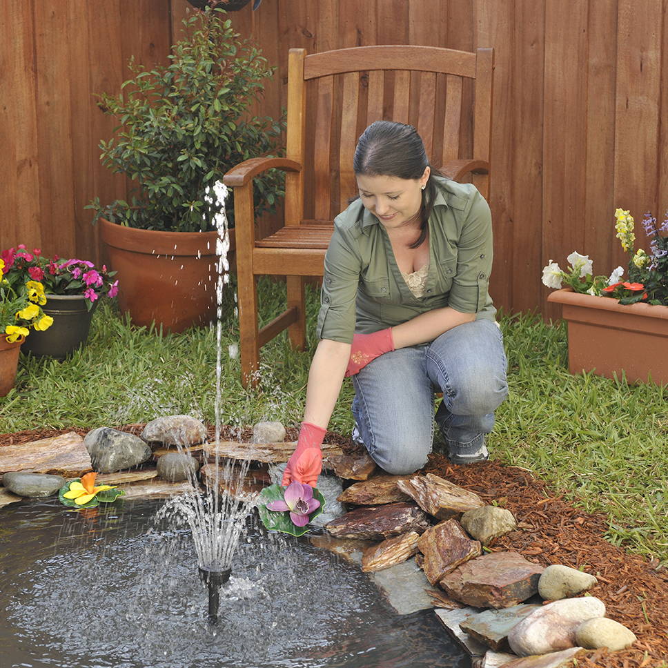 add floating lily pads to the pond