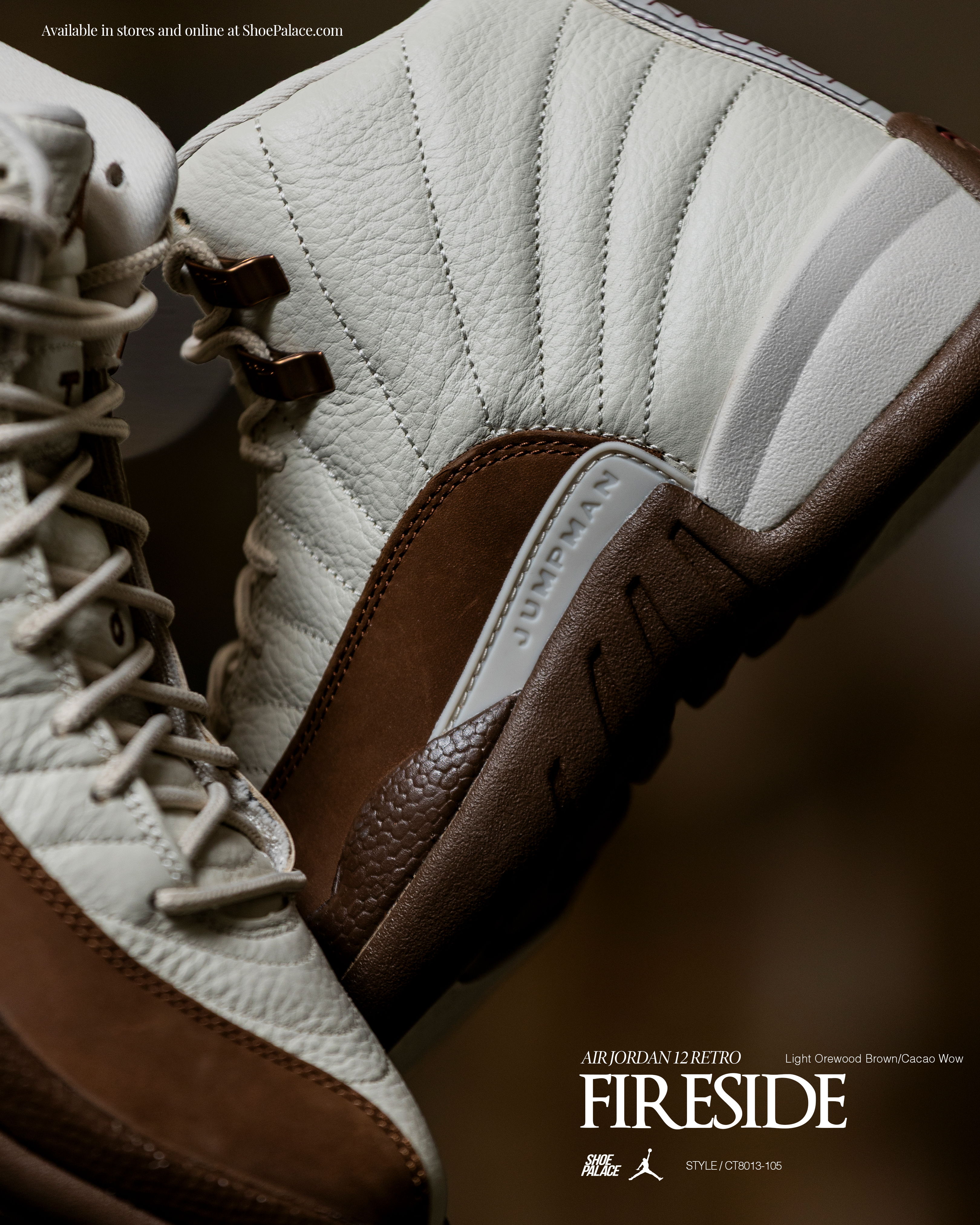 Close-up of stylish white and brown sneakers with textured details.