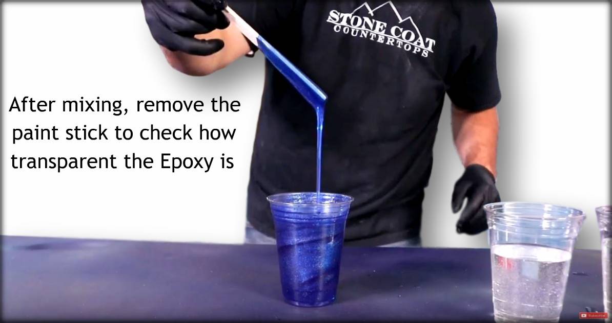 After mixing, remove the paint stick to check how transparent the Epoxy is
