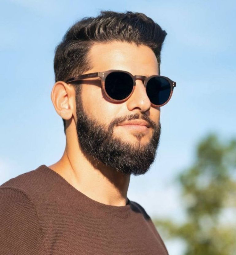 man wearing Roseland sunglasses, browline frames for square faces