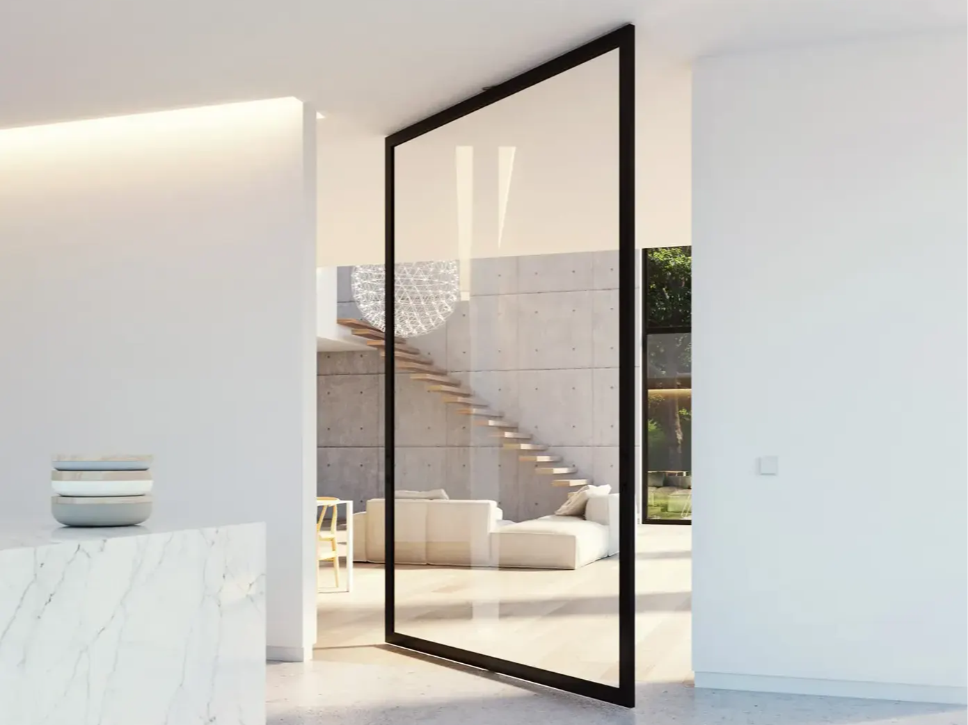 Glass pivot door 