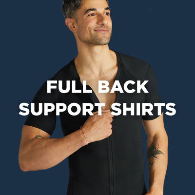 A man wearing a black Full Back Support Shirt