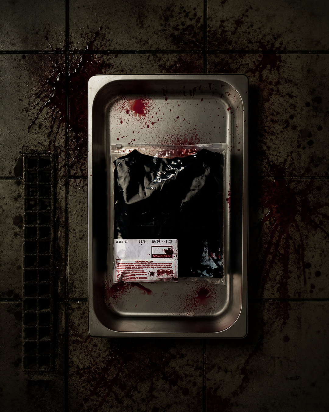 A bloody tray with a folded Horizon Supply Co, Bring Me The Horizon Dehumanized T-Shirt