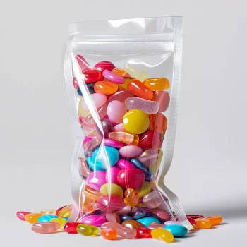 Jelly sweets in a clear stand up pouch.