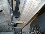Two black Shocker XL train horns mounted frame rails undercarriage Toyota 4Runner HornBlasters gallery photo 4