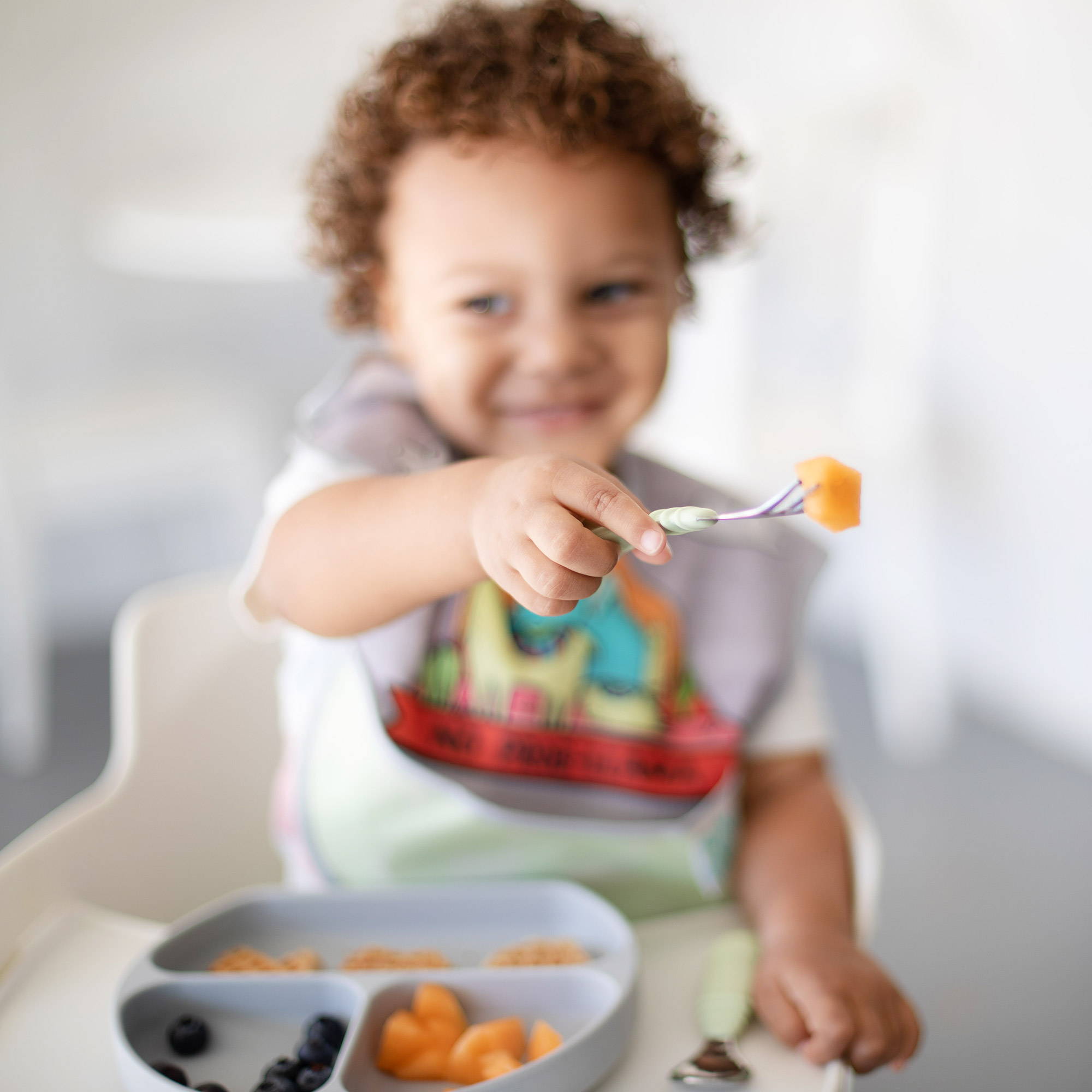 BEABA Toddlers' Self Feeding Silicone Spoons Set - Travel Set of 2