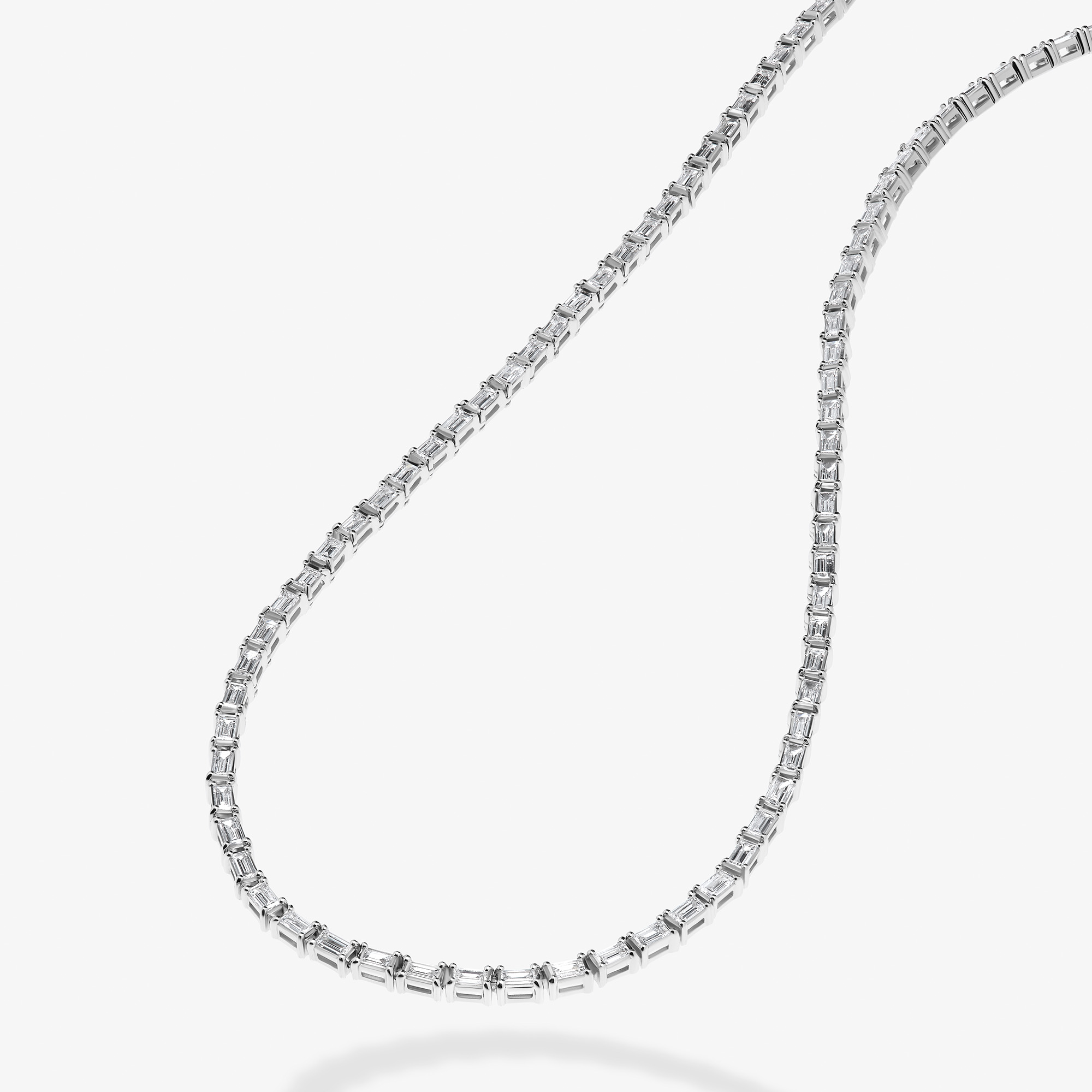 Baguette Diamond Tennis Necklace