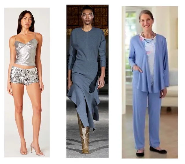 Three models showcasing different fashion outfits.