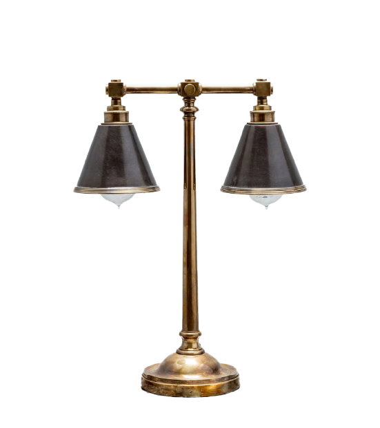 a double table lamp with two shades
