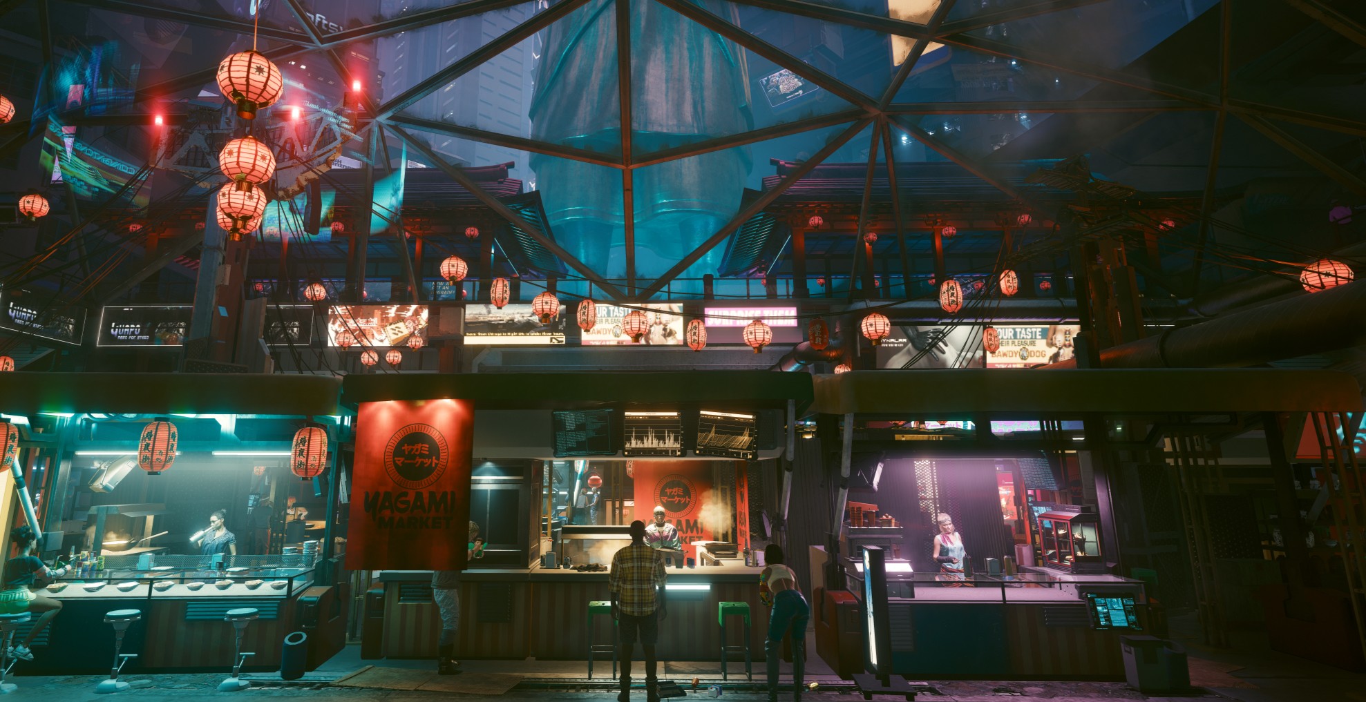 Kabuki Market crowded at rush hour in Cyberpunk 2077