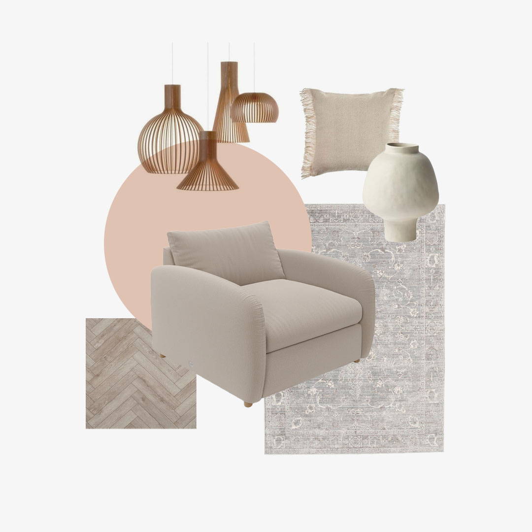 Neutral oatmeal snuggler chair