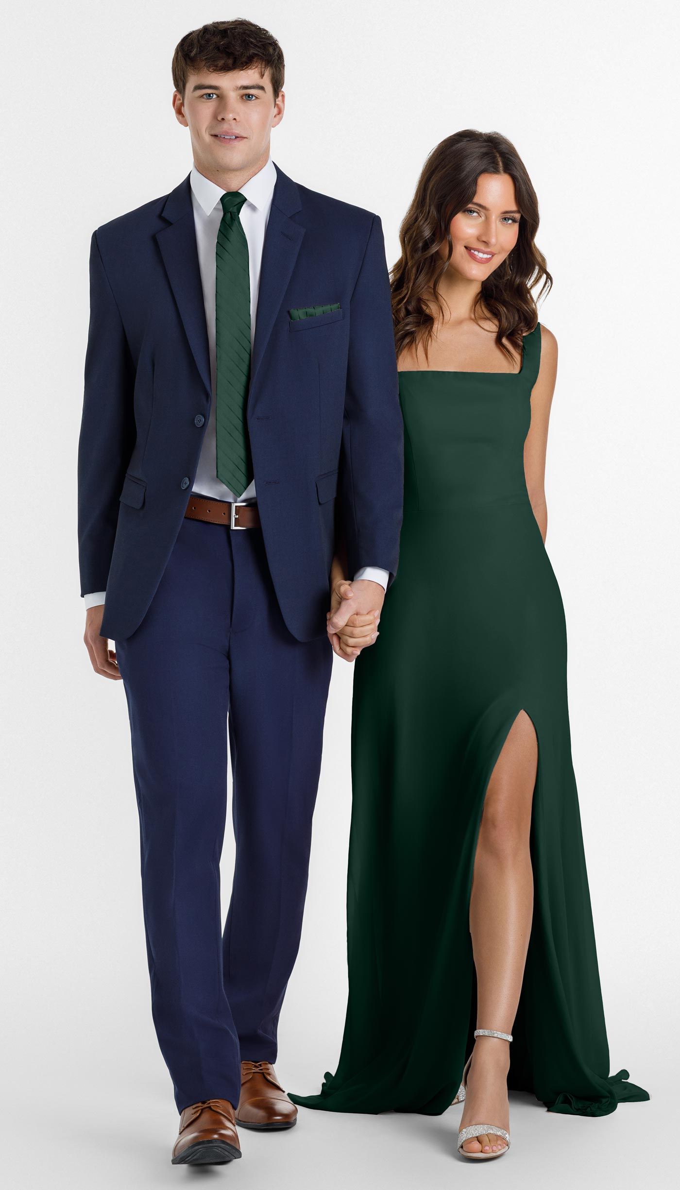 Navy Suit with Forest Green Dress