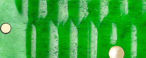 Abstract green background with light circular shapes and vertical lines.