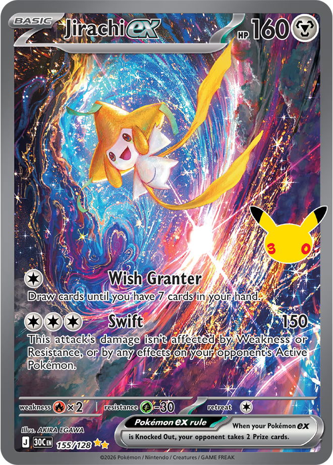 Jirachi ex 30th Celebration Illustration Rare Pokémon Card.