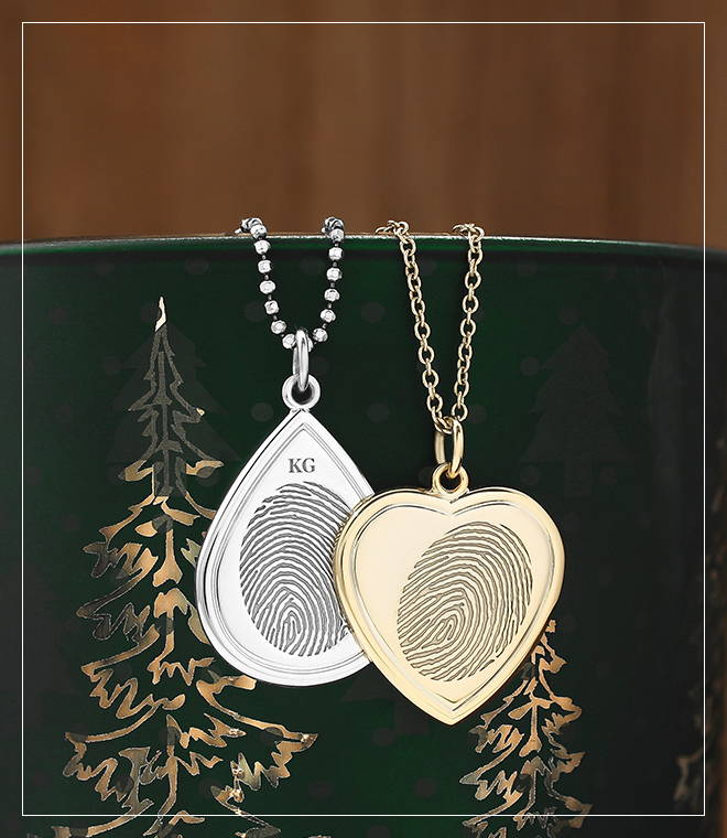Sterling Silver and Yellow Gold Fingerprint Pendants 