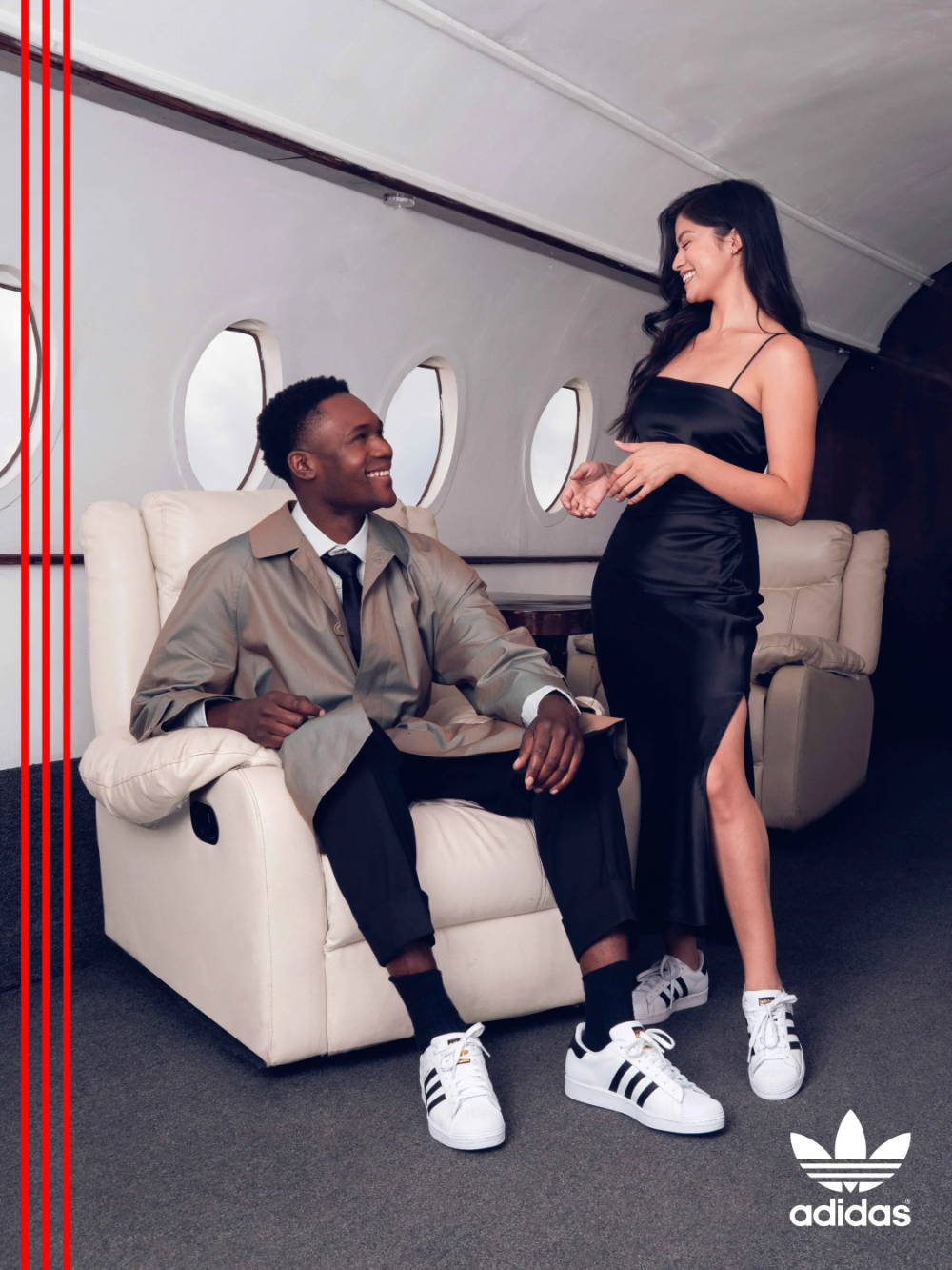 2 models on a private jet
