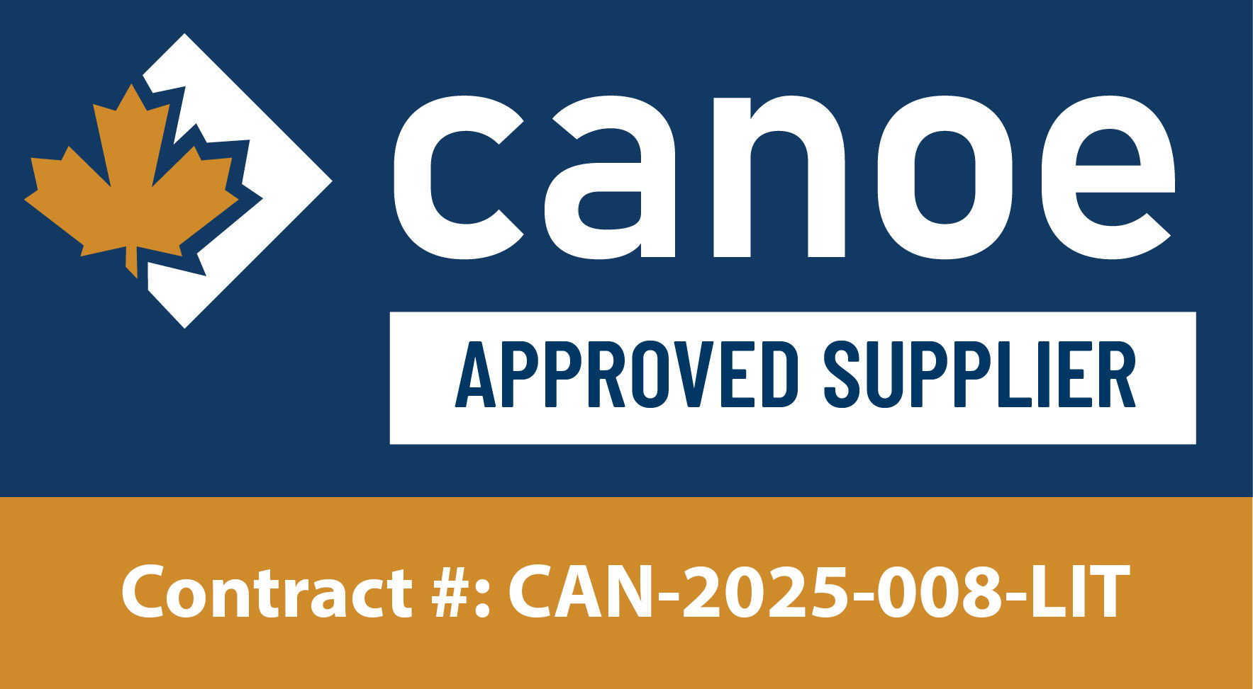 Canoe approved supplier logo with contract number CAN-2025-008-LIT.