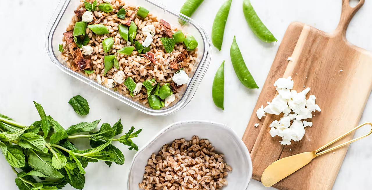 farro salad with ingredients