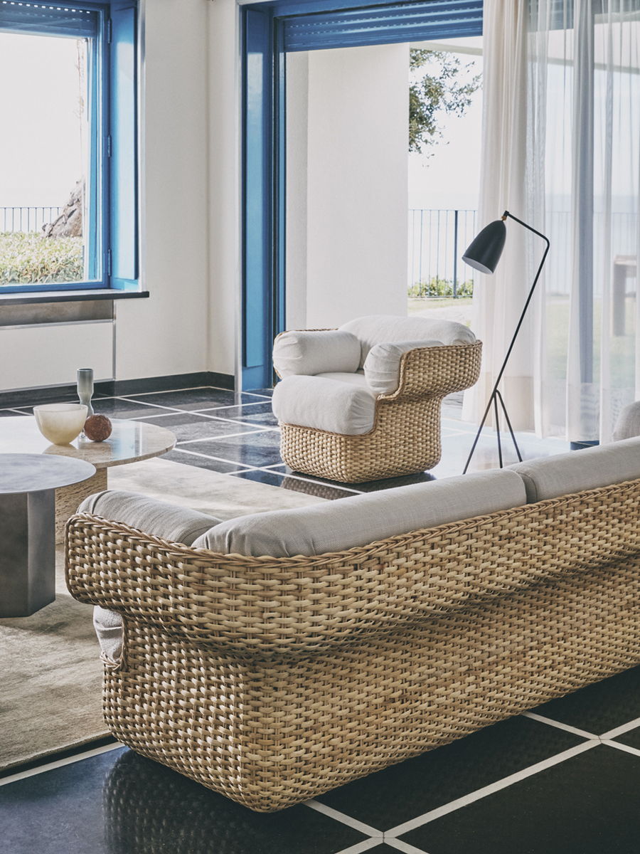 basket sofa in red by Gubi