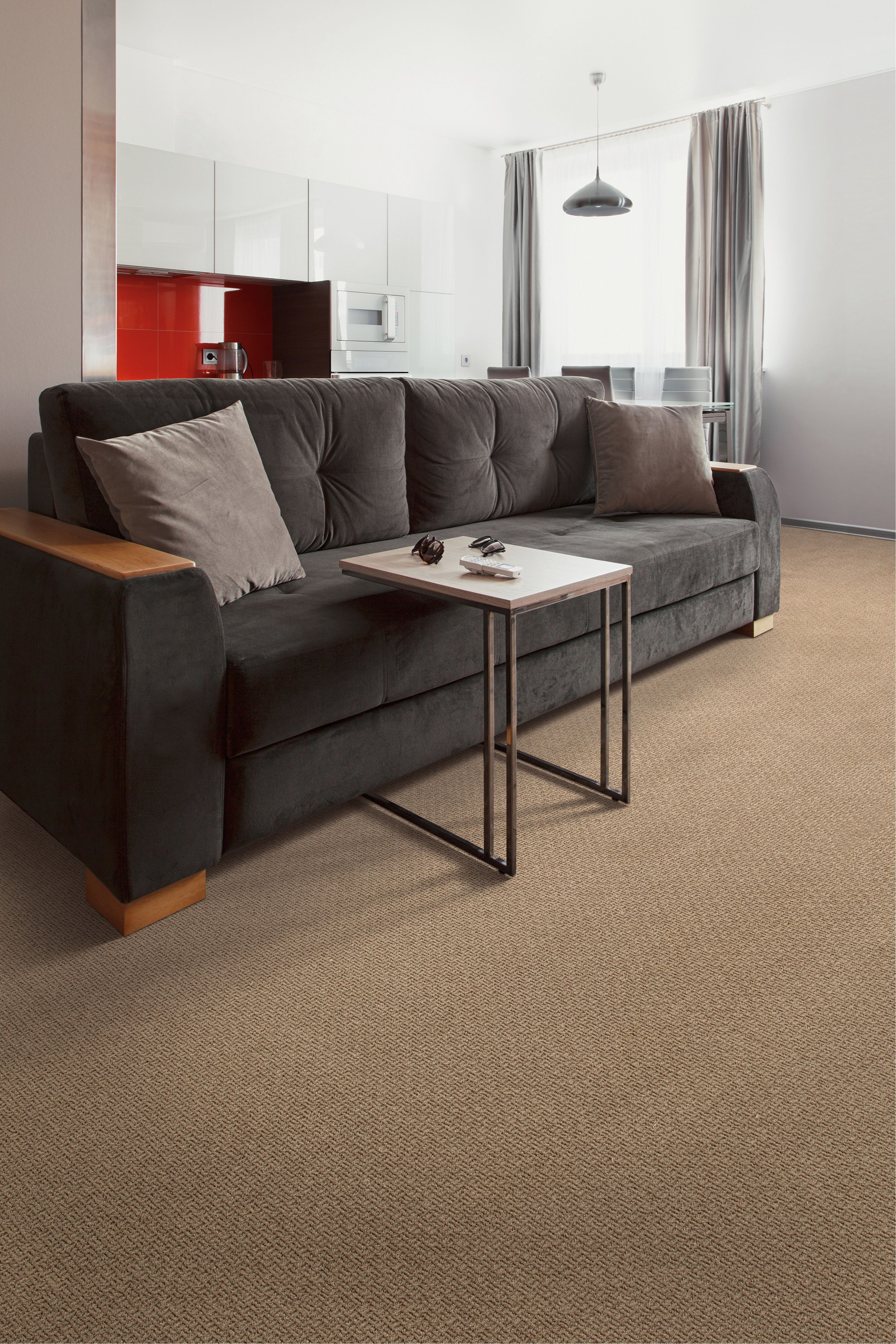 dark SmartStrand carpet in living room