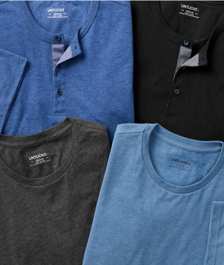 Collection of UNTUCKit tees and Henleys.