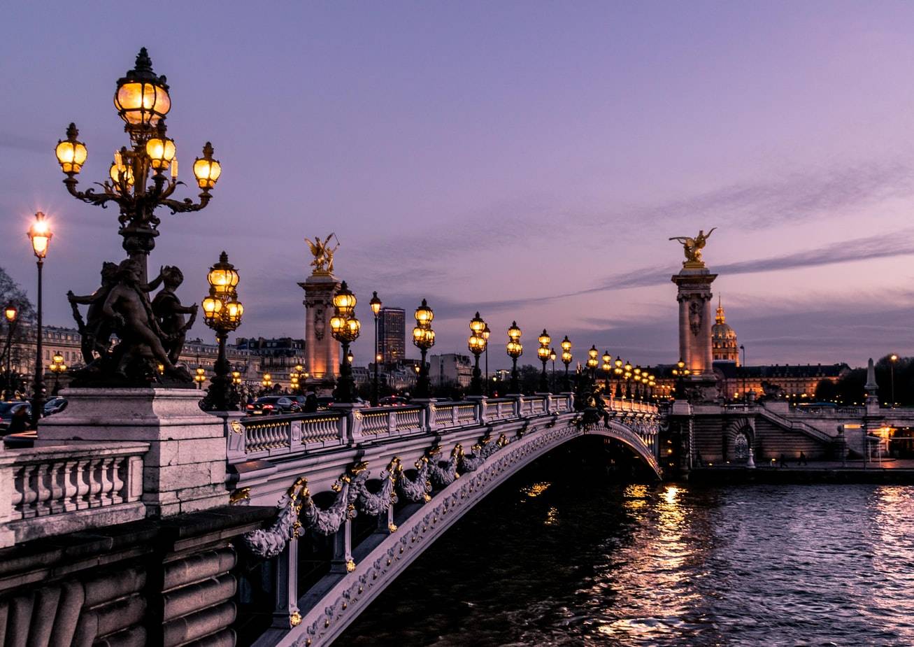 Bridge During Night Time In Paris
